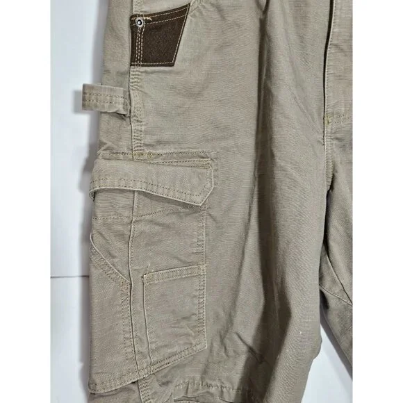 Wrangler mens' heave duty 8 pocket cargo workman khaki zip up shorts size 38 - Picture 2 of 9